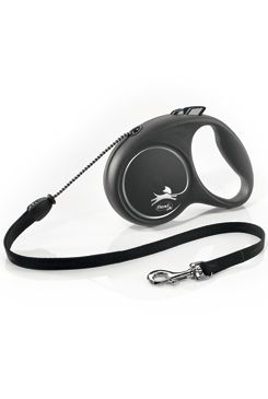 Vodítko FLEXI Black Design M lanko 5m/20kg stříbrná