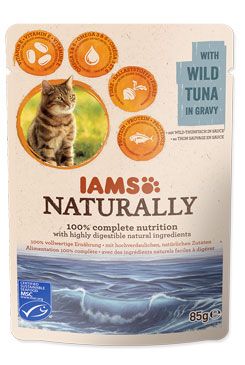 Iams Cat Adult Naturally kapsa Wild Tuna in gravy 85g