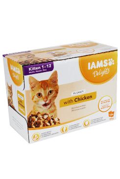 Iams Cat Kitten Delights kapsa Chicken in gravy 12x85g