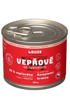 Louie Dog konz. Vepřové se špenátem a prebiotiky 200g