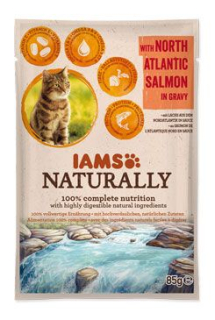Iams Cat Adult Naturally kapsa Salmon in gravy 85g