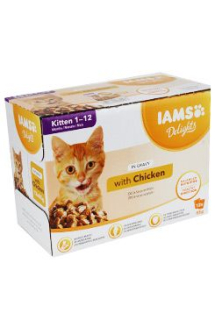 Iams Cat Kitten Delights kapsa Chicken in gravy 12x85g